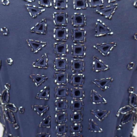 NWT Greylin Gatsby Navy Blue Crepe Beaded Slip Camisole Dress Anthropologie S - Picture 15 of 16